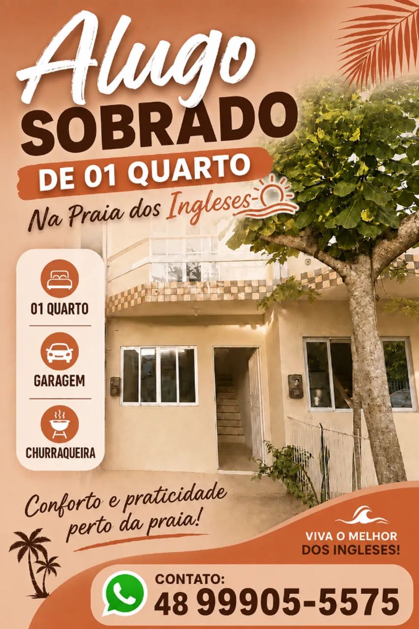 ALUGUEL ANUAL SOBRADO 1 QUARTO PRAIA DOS INGLESES FLORIANÓPOLIS DIRETO PROPRIETÁRIO