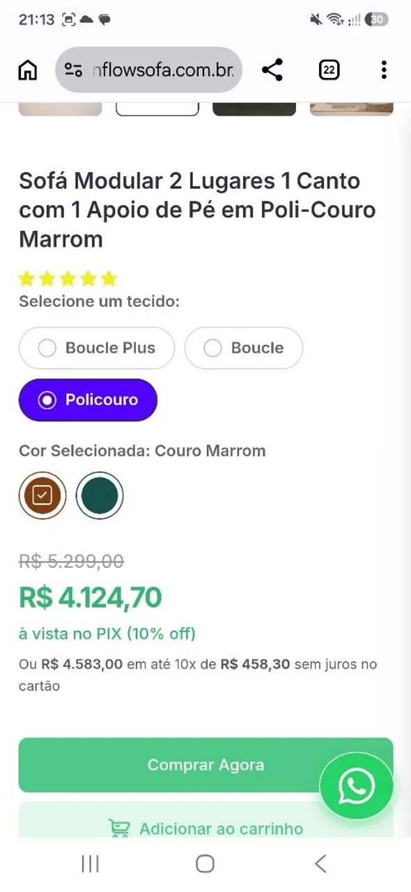 Sofá Modular Inflow de Couro - Foto 5