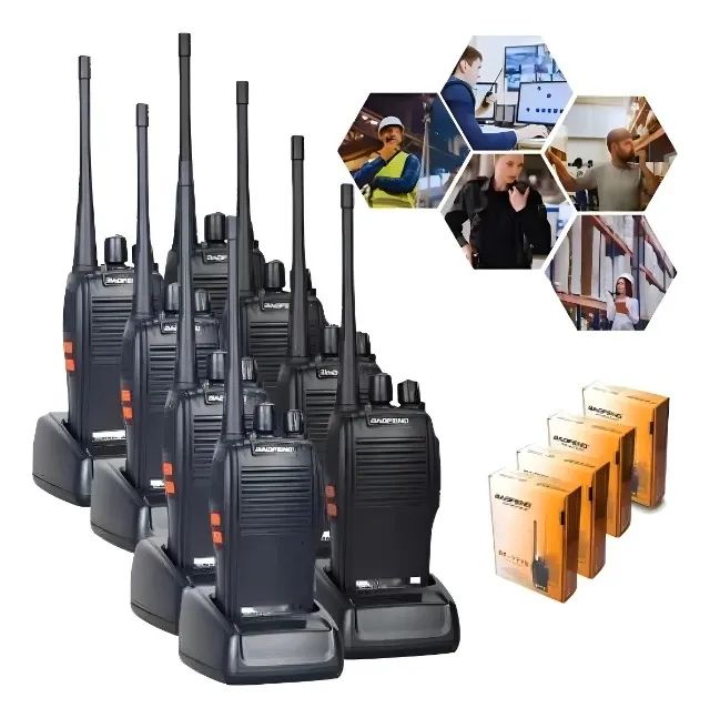 Kit 8 Rádios Comunicadores Baofeng 777s Walkie Talkie Profissional UHF