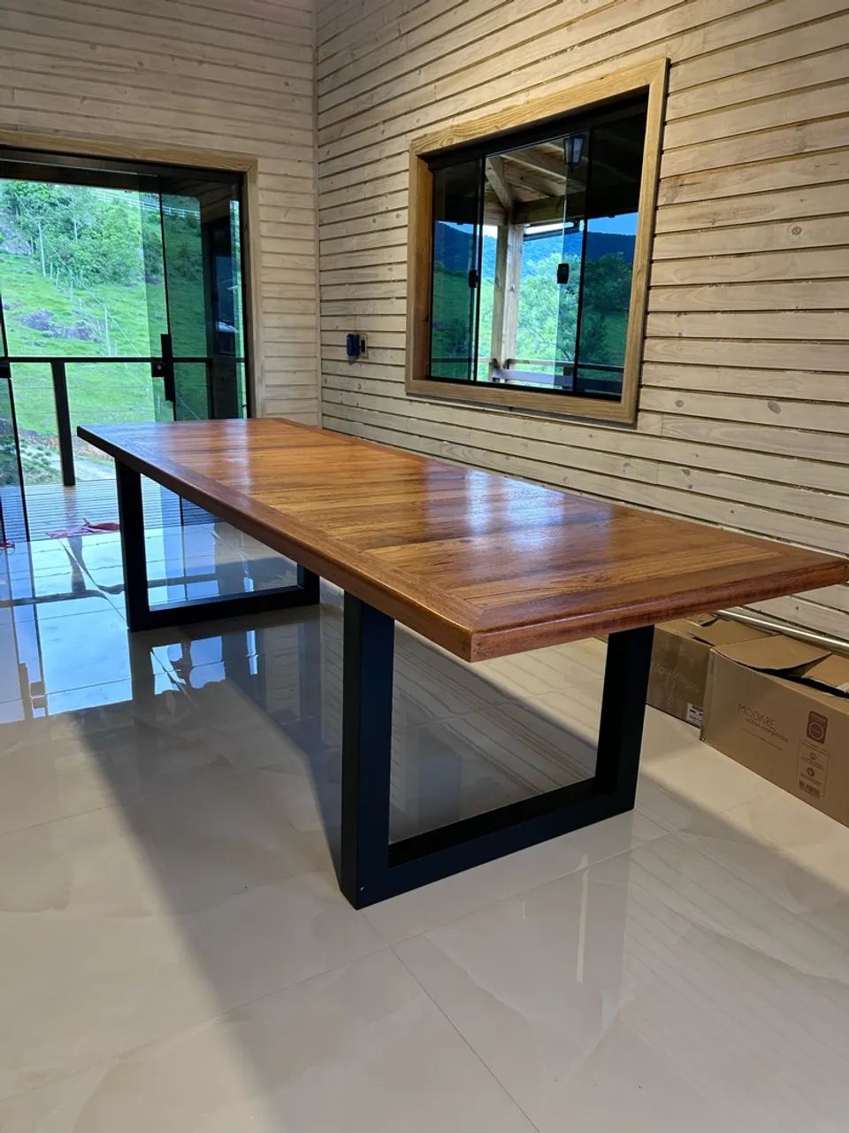 Mesa em Angelim pedra com pés de ferro - Foto 2