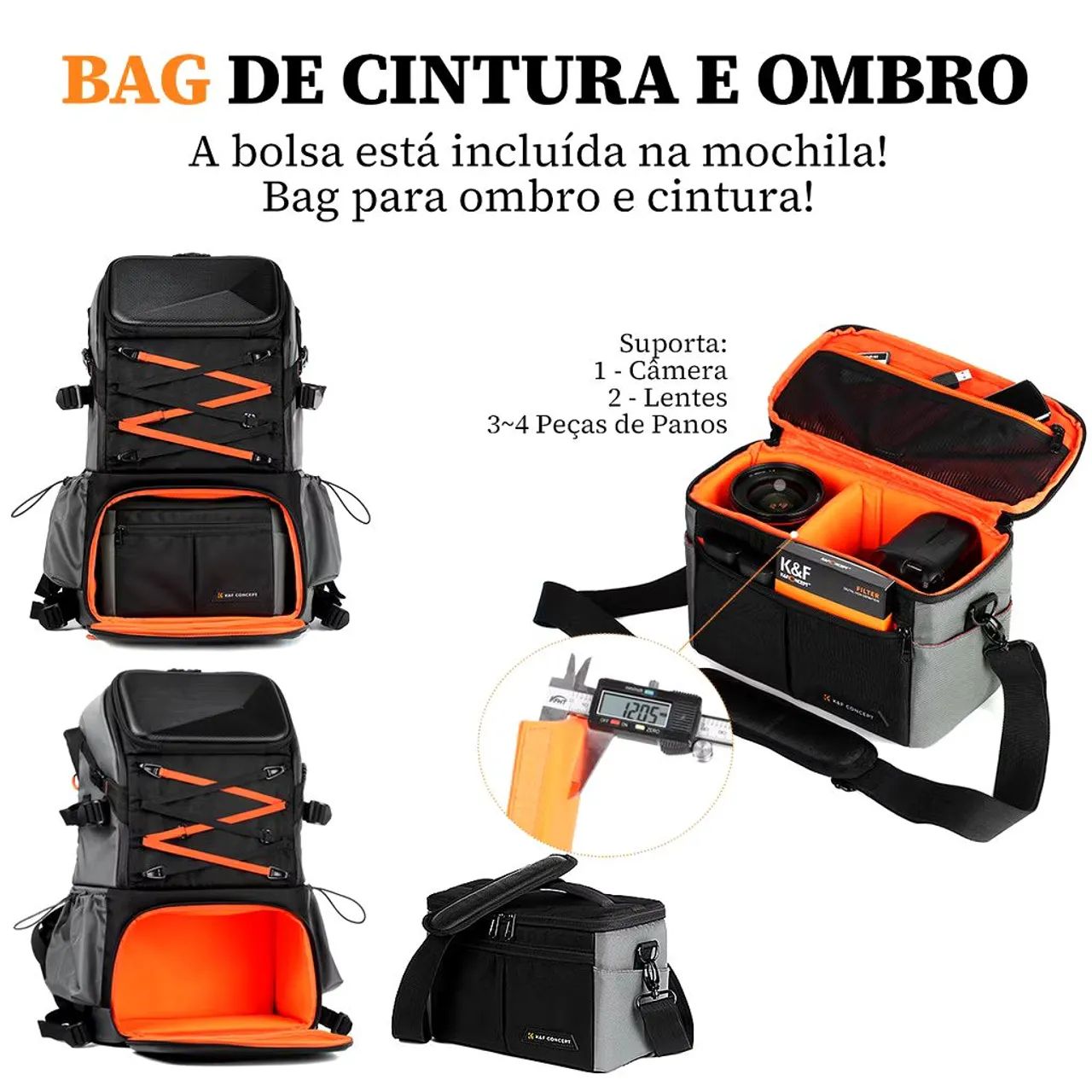 Mochila Profissional Impermeável Anti-Roubo p/ Câmeras DSLR - Foto 6