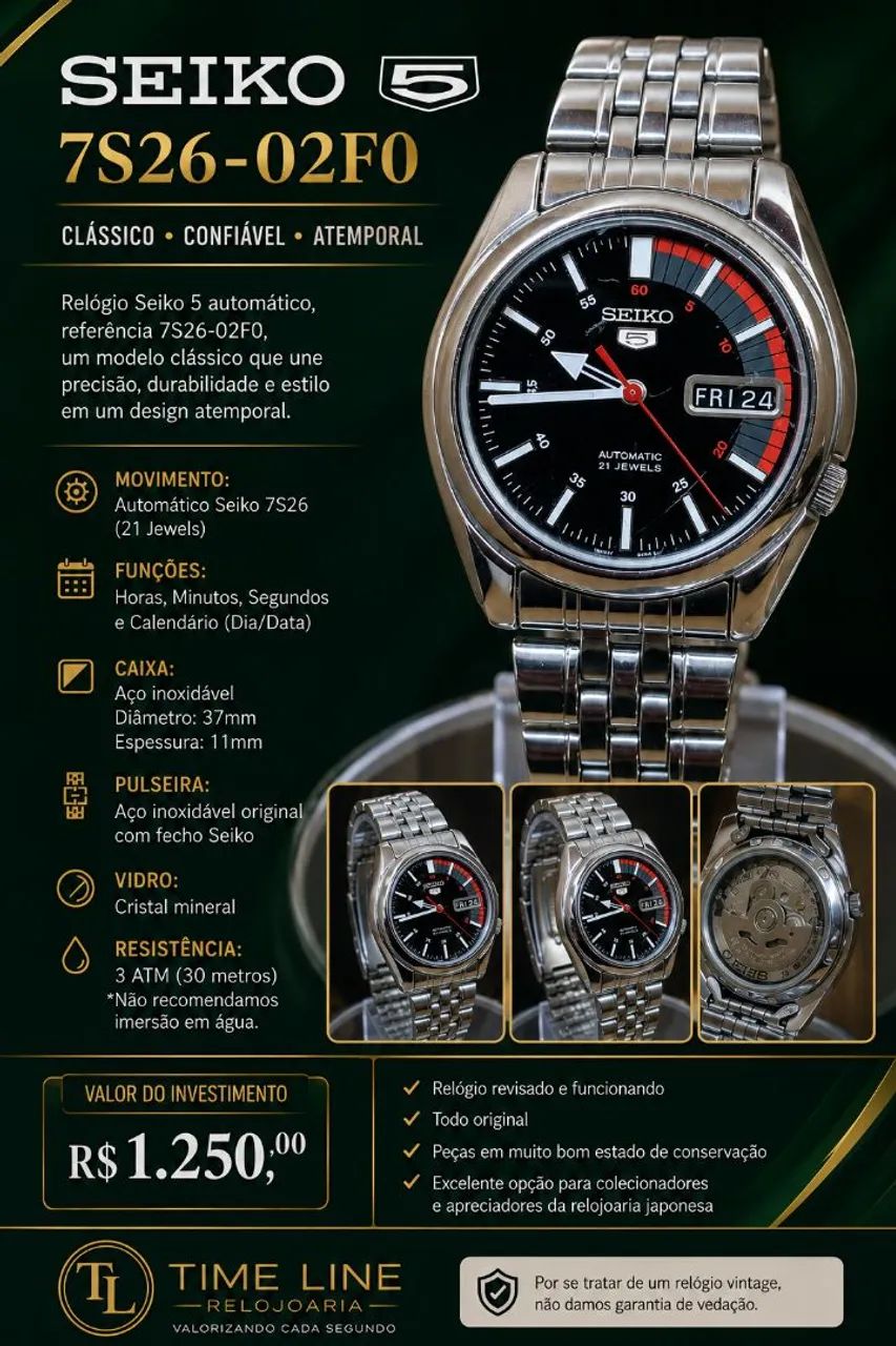 Relógio Seiko 5 7S26-02F0 