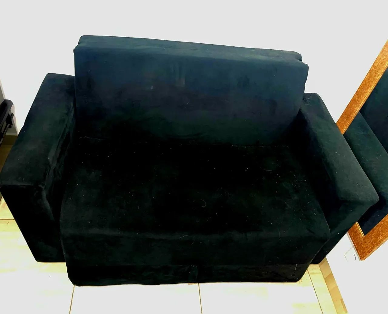 SOFÁ  CAMA 2 LUGARES VELUDO PRETO