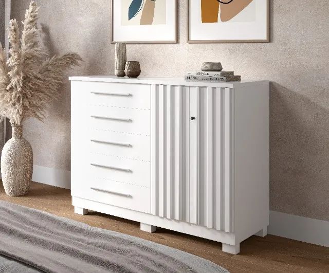 Comoda Bella 5 Gavetas e 2 Portas com Chave, 100% MDF - Praia Moveis  - Foto 3