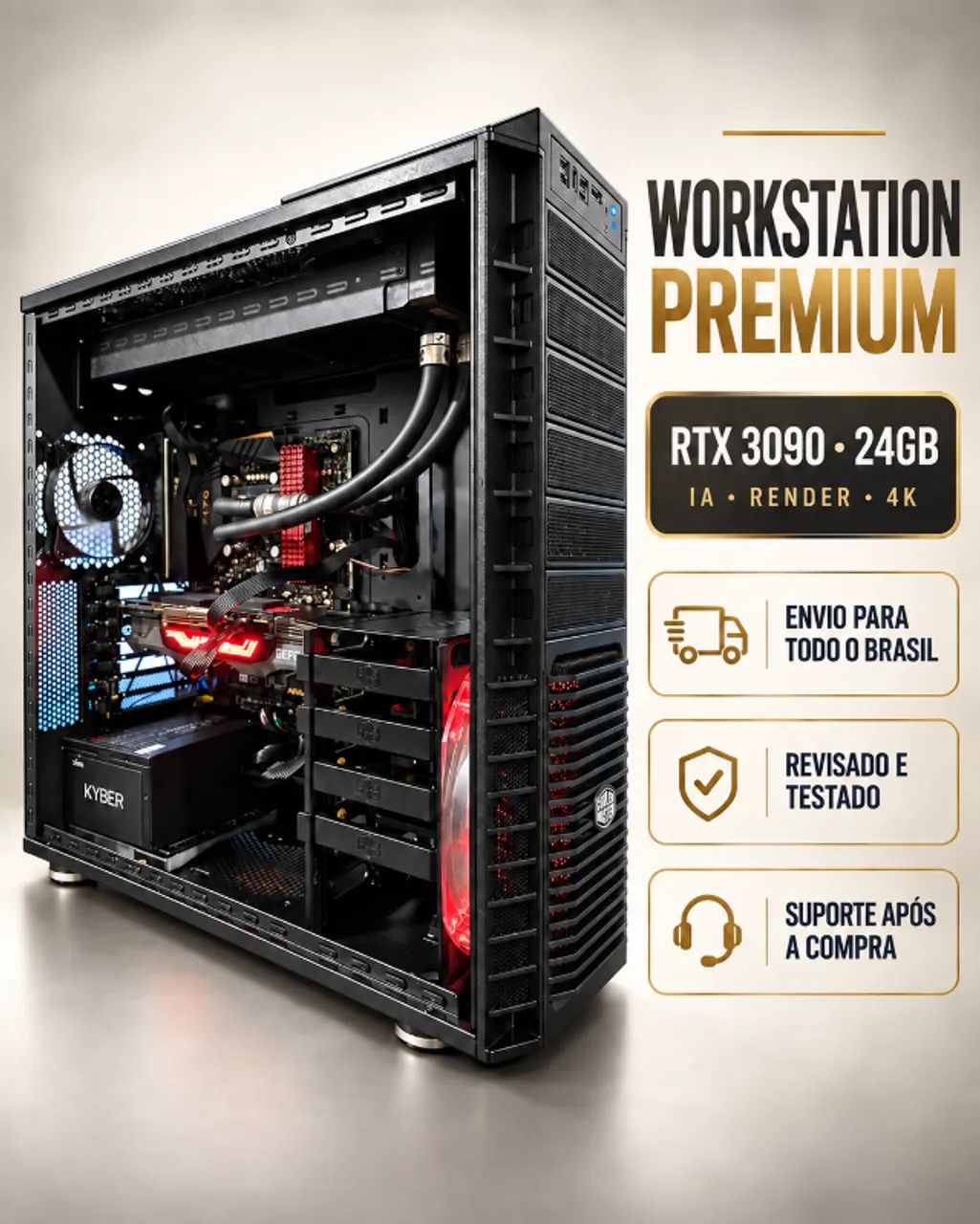 COMPUTADOR PC WORKSTATION RTX 3090 24GB * IA, RENDERIZAÇÃO, 3D E GAMING 4K - Foto 2