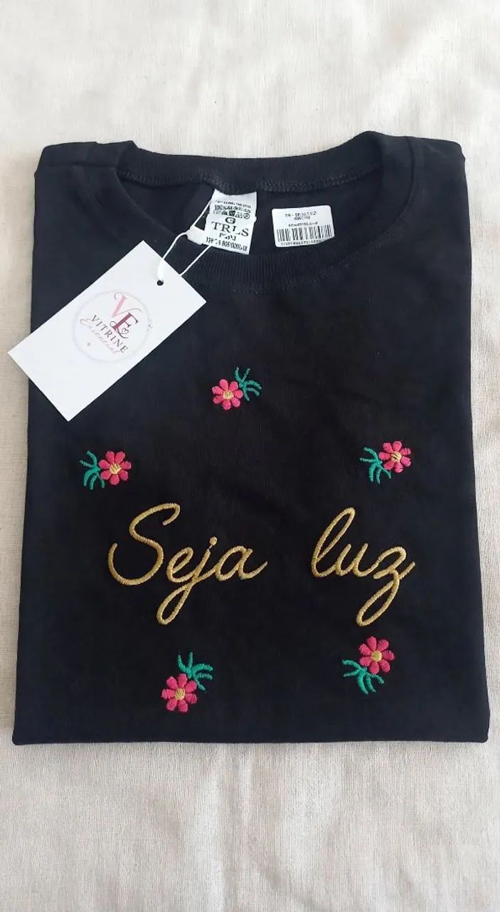 T-shirt bordadas 100% algodão 30.1 penteado Premium  - Foto 3