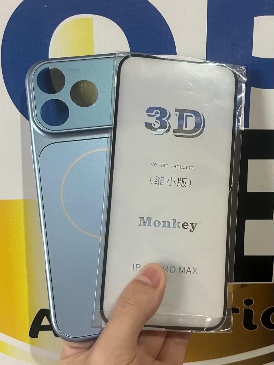 KIT CASES AG GLASS + PELÍCULA 3D COR AZUL GLACIAL IPHONE 17 PRO MAX / IPHONE 18 PRO MAX