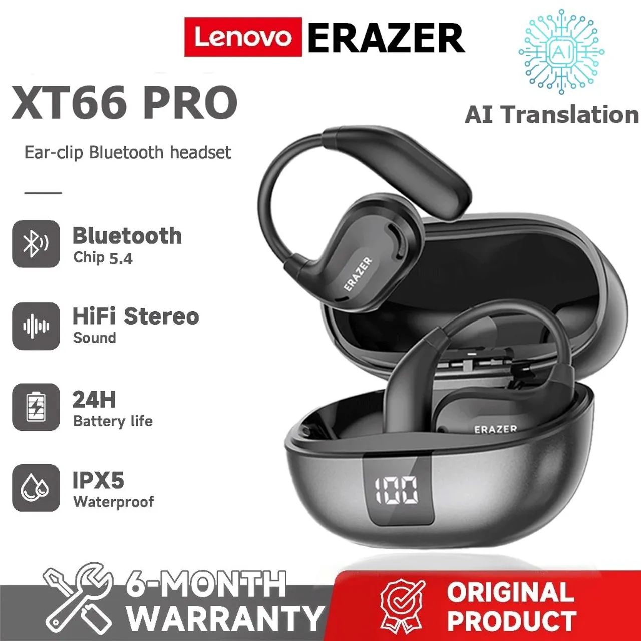 Fone ERAZER XT66 PRO - FONE BLUETOOTH 5.4 COM INTELIGÊNCIA ARTIFICIAL - Foto 4