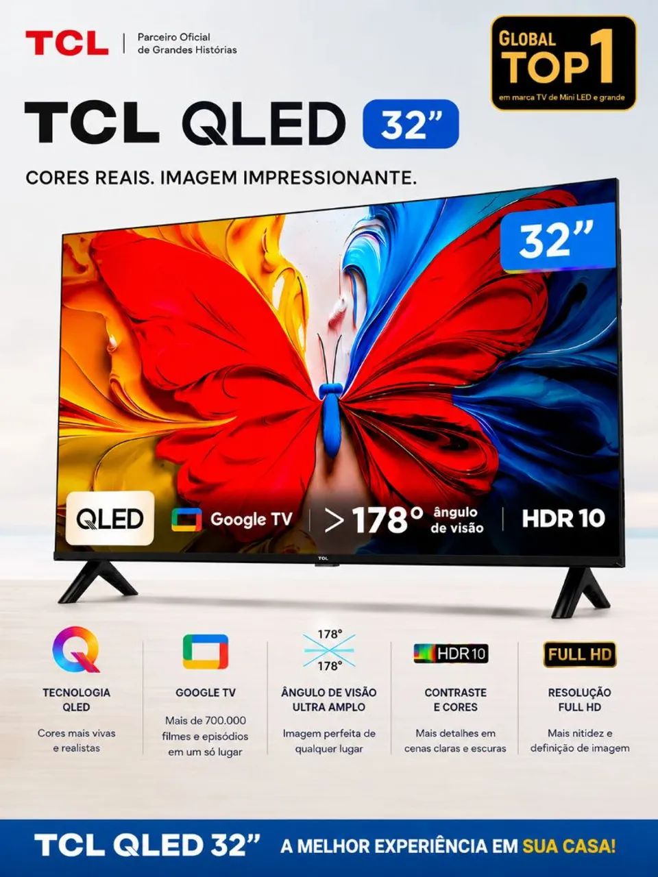 Tv 32" QLed Full HD TCL. Só venda. Zero  - Foto 2