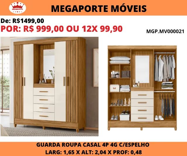 Guarda Roupa Capelinha 1,65 com Espelho