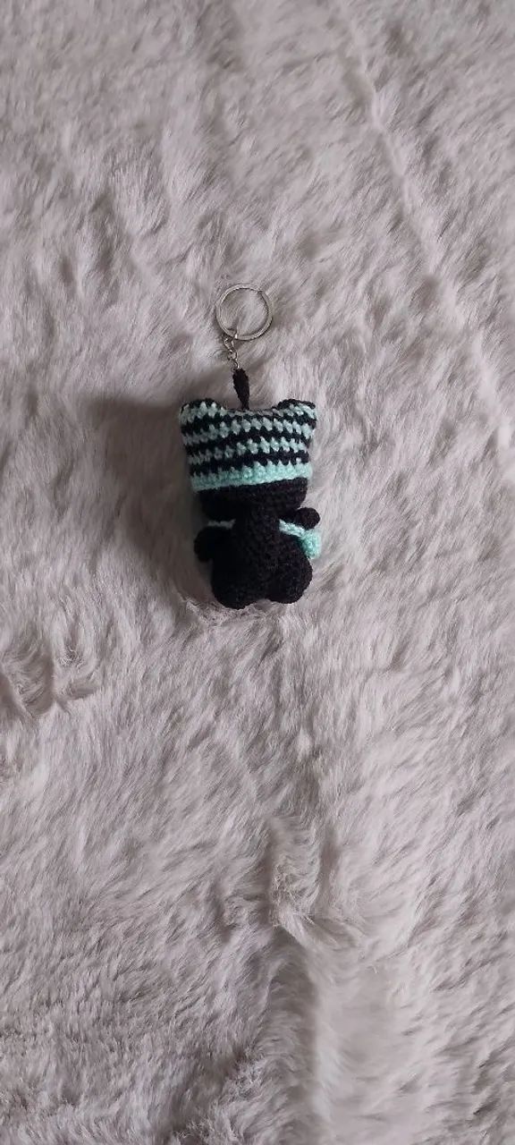 Chaveirinho de crochê de gatinho (Preto) - Foto 3
