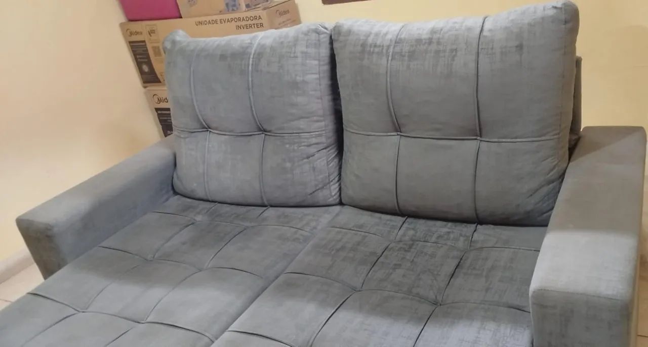 Desapego Sofá Retrátil em Suede cor cinza - Foto 3