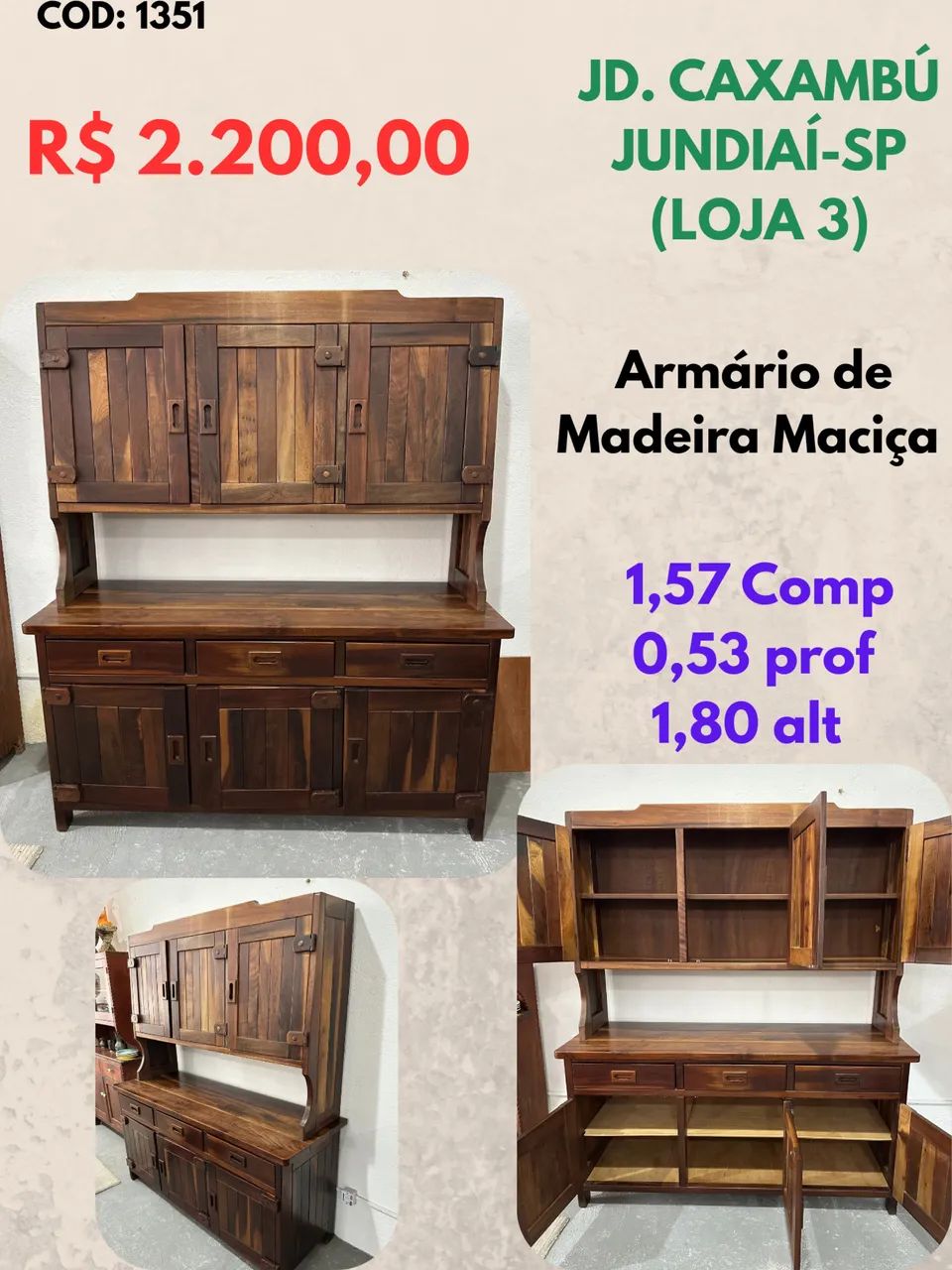 Armário de Madeira Maciça 