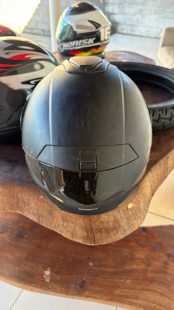 Capacete Norisk Preto Fosco + Viseira Fumê, Viseira Transparente e Caixa Original - Foto 3