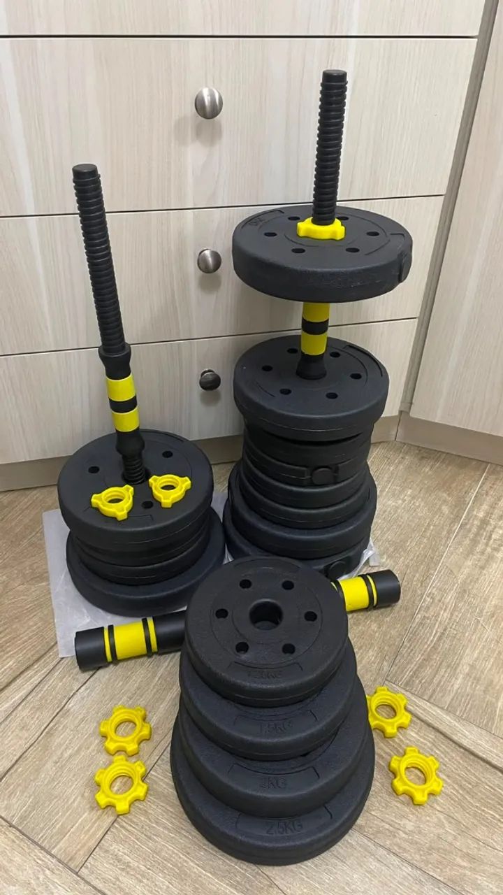 HALTERES AJUSTÁVEIS 29KG- SEMINOVOS, PRONTOS PARA TREINAR! - Foto 3