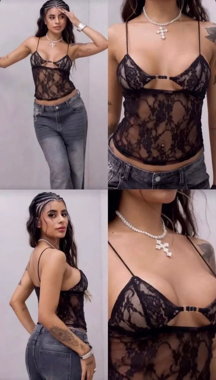 Blusa de rendinha decote 