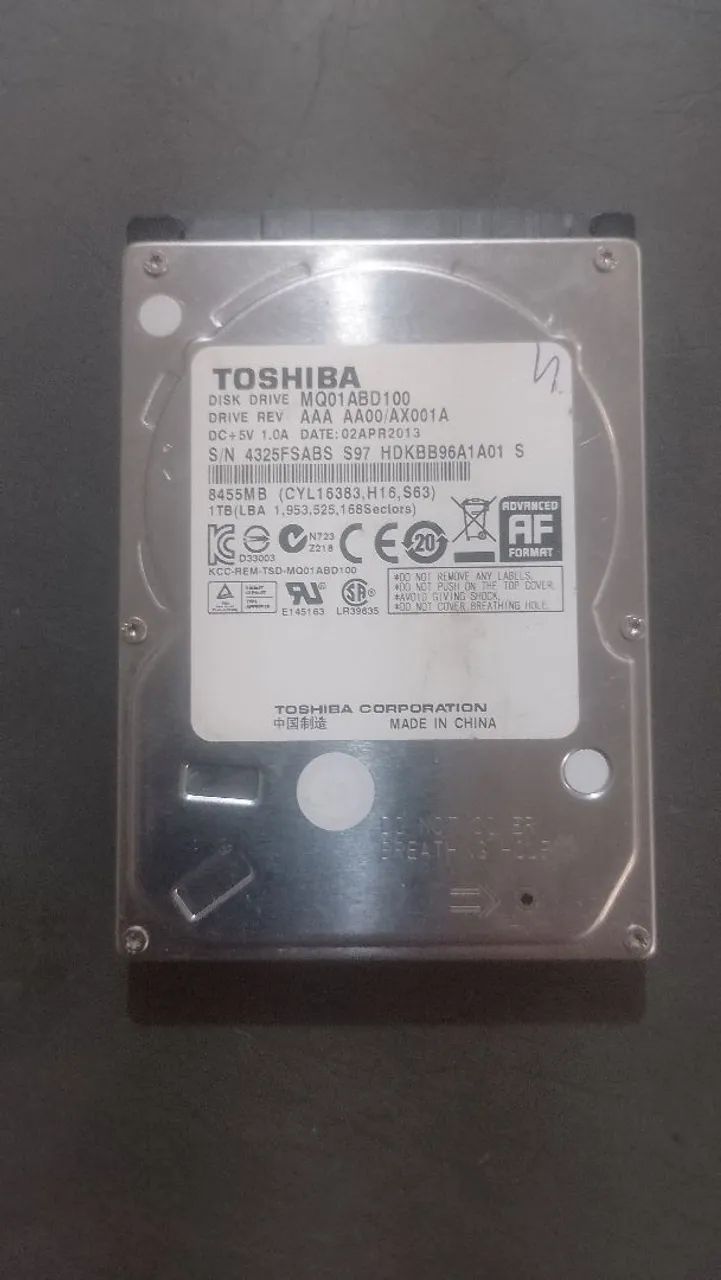 Notebook E computador HD de 1T