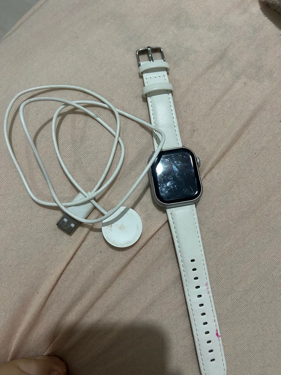 Título: Smartwatch com carregador e pulseira branca - Funcionando - Foto 3