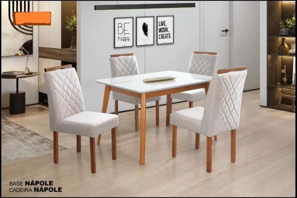 Mesa de jantar madeira maciça de 4 cadeiras nova lacrada 