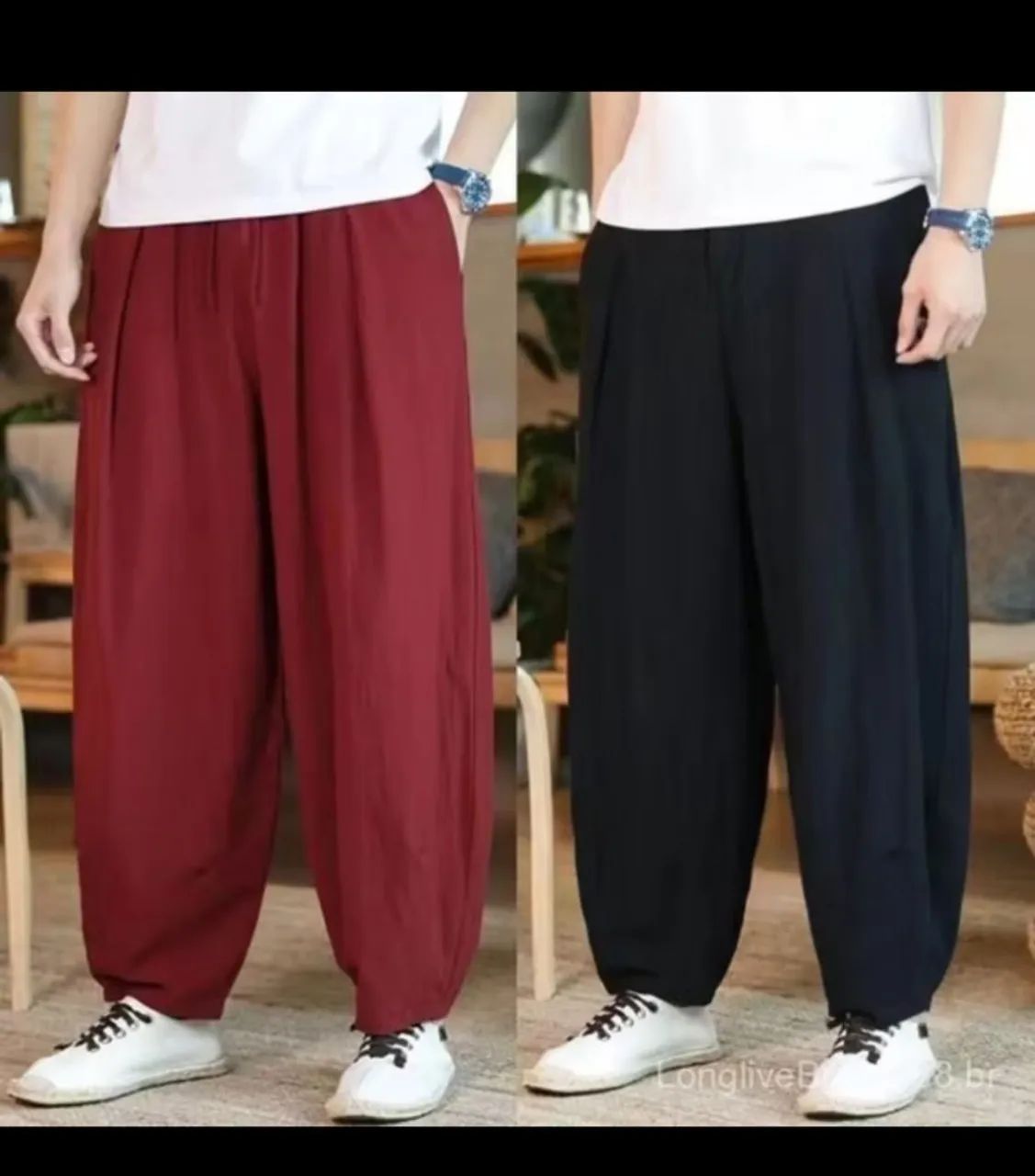 Calça estilo monge masculina preta - Foto 3