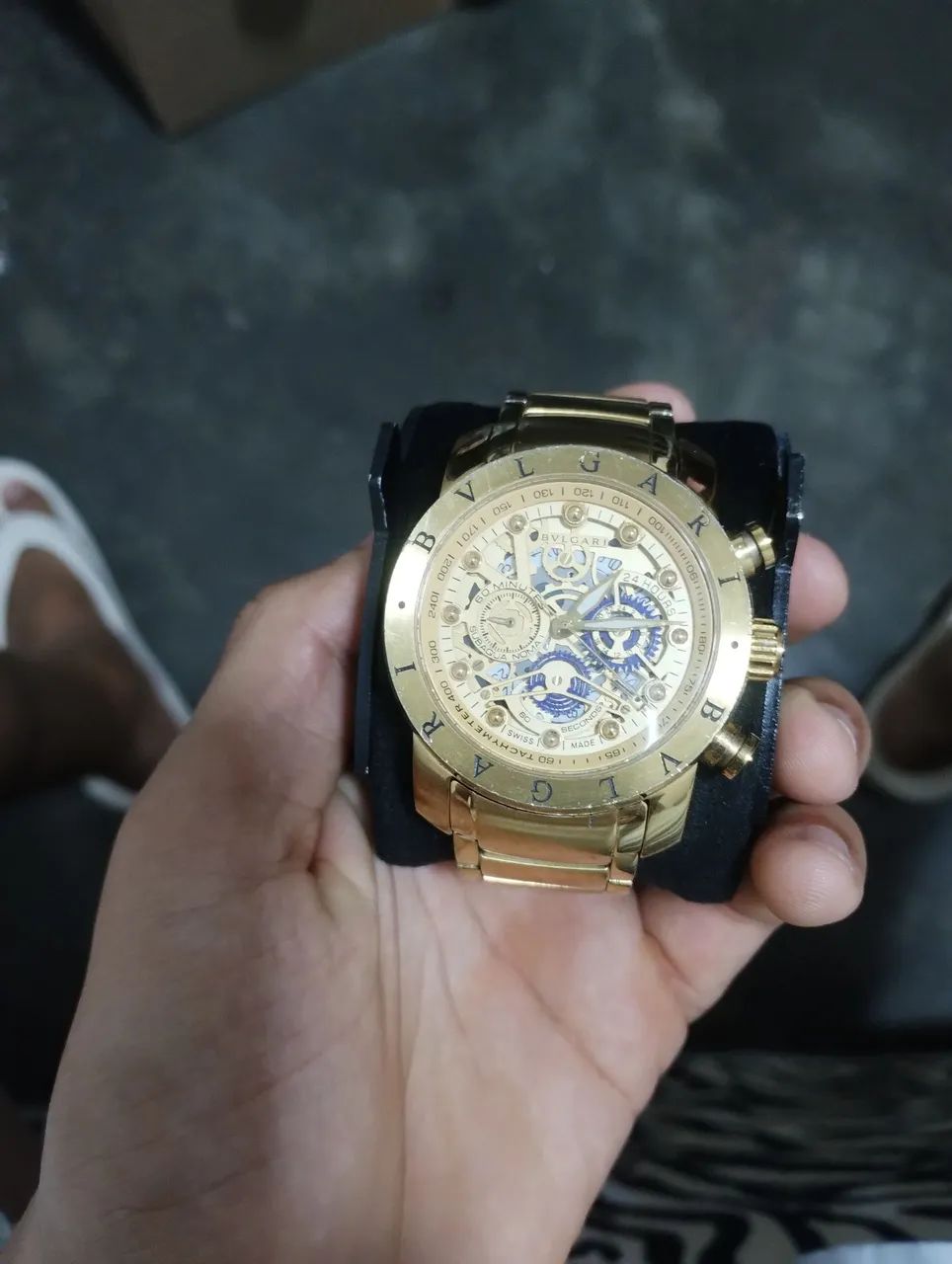 Relógio Masculino Estilo Bulgari Dourado - Funcionando Perfeitamente - Foto 4