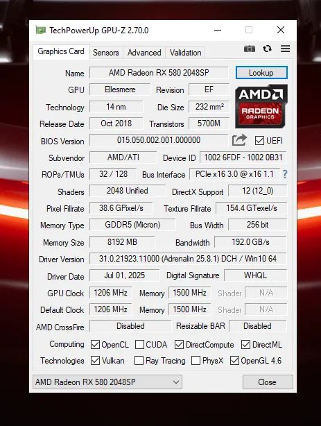 Placa de Vídeo RX580 2048SP - Branca - Foto 2