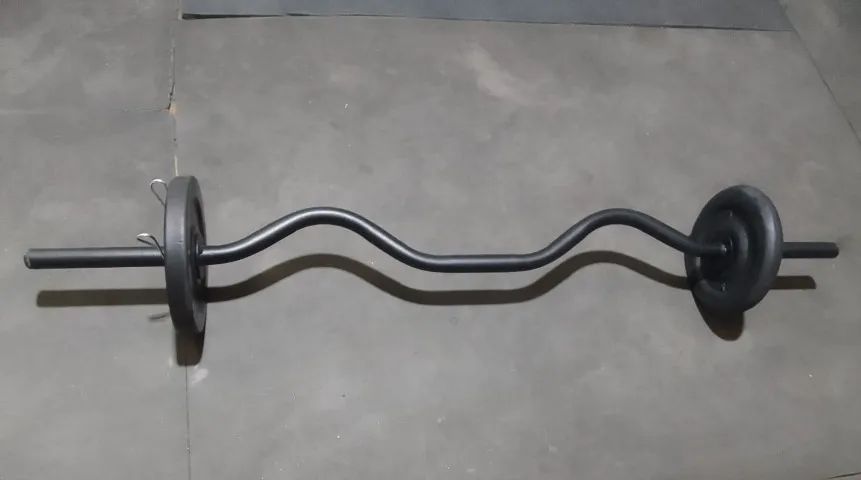 Barra W + 2 Anilhas de 5kg Ferro - Foto 3
