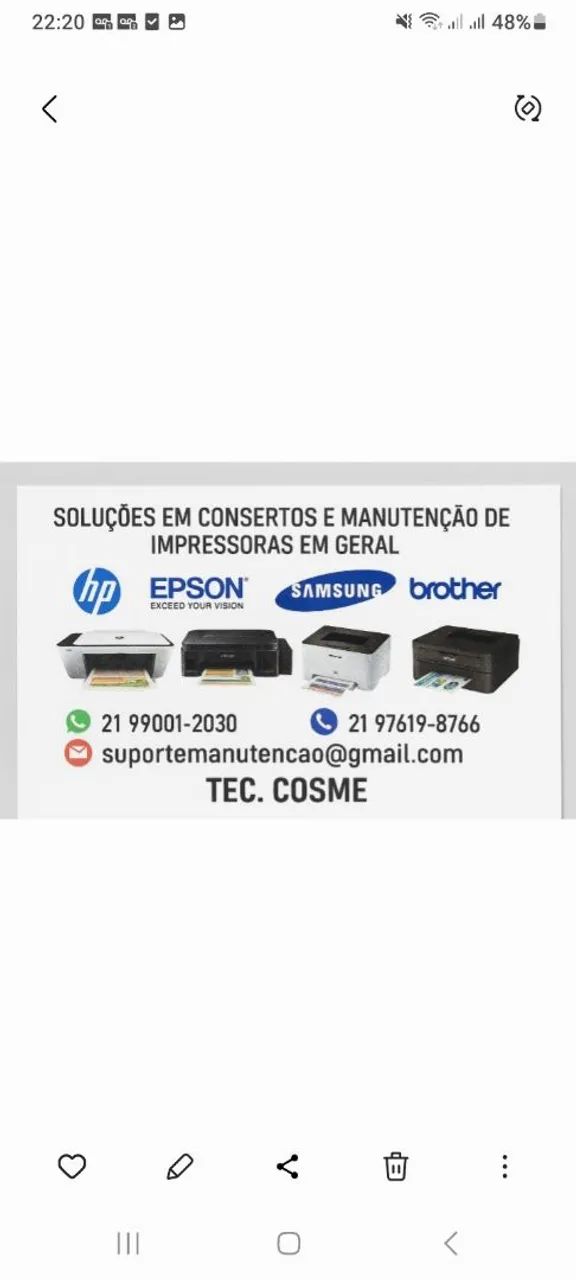 Conserto e manutenção de impressoras ? e informática em geral 