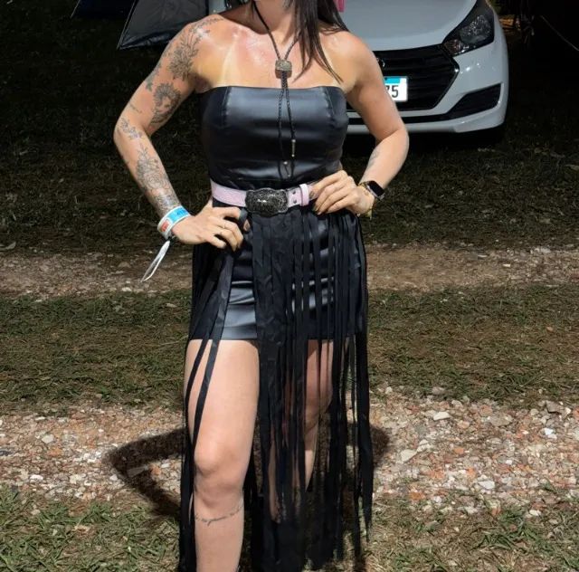 Vestido Rodeio Couro Franjas - Foto 5