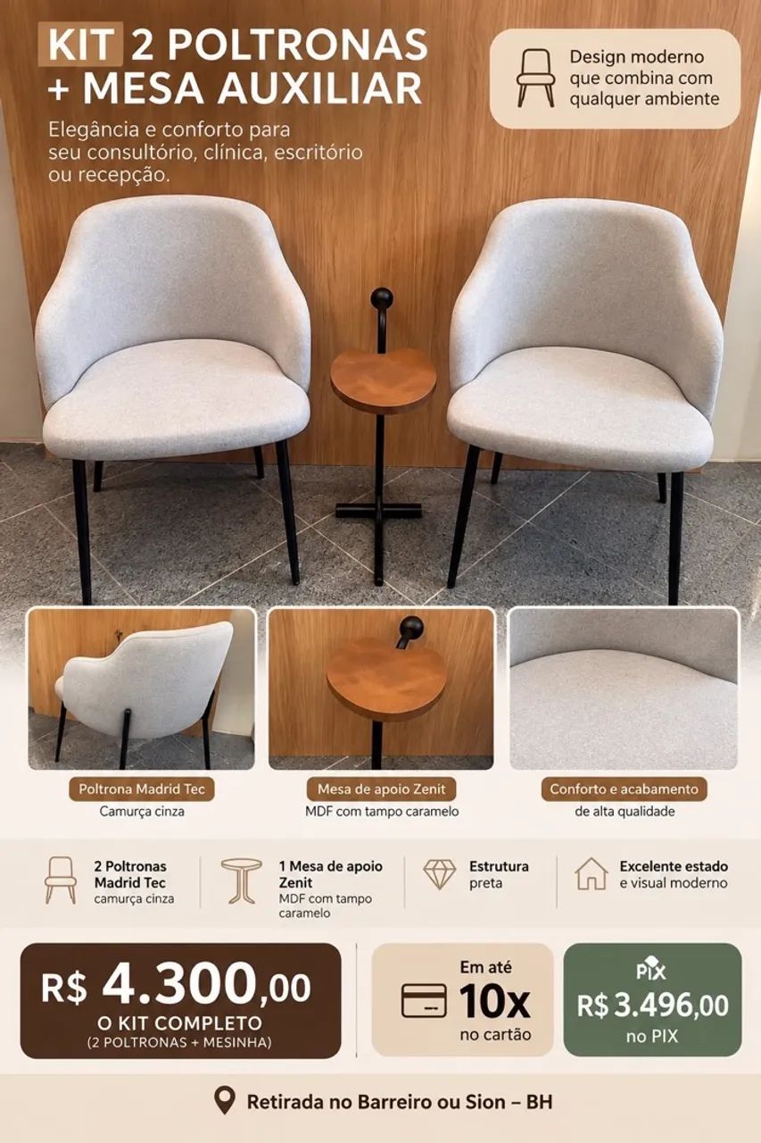 Kit 2 poltronas + mesa auxiliar  - Foto 3