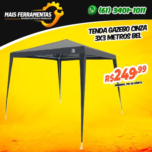 tenda Gazebo Cinza 3x3 metros Bel