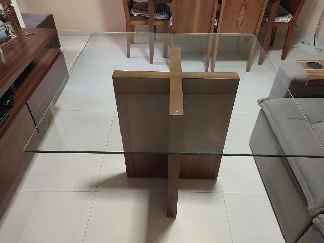 Mesa de jantar Turim Minas Decor com tampo em vidro - Foto 2