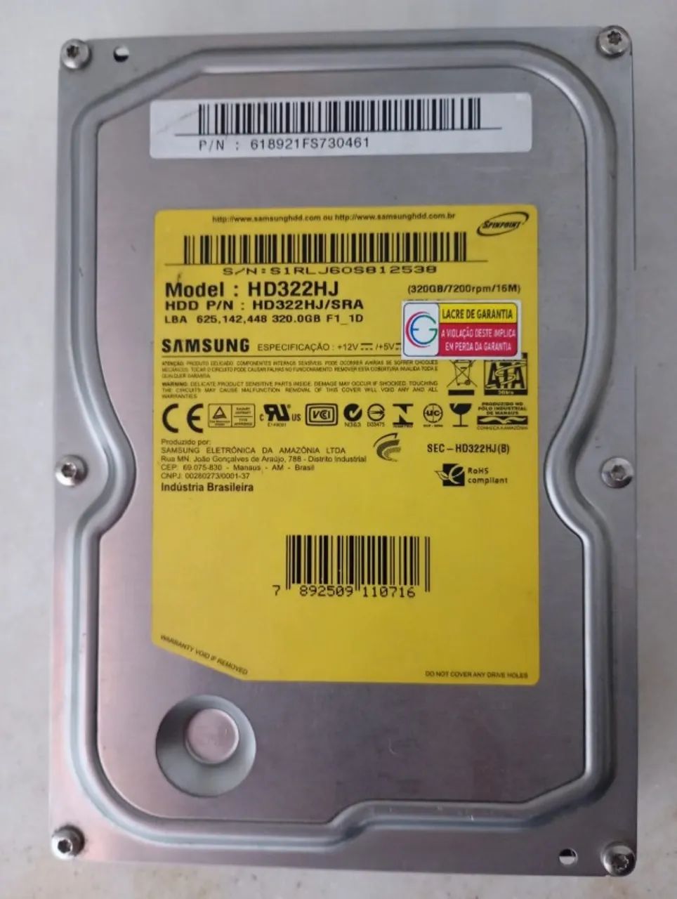 HD / HDD 320GB 100% Saudável