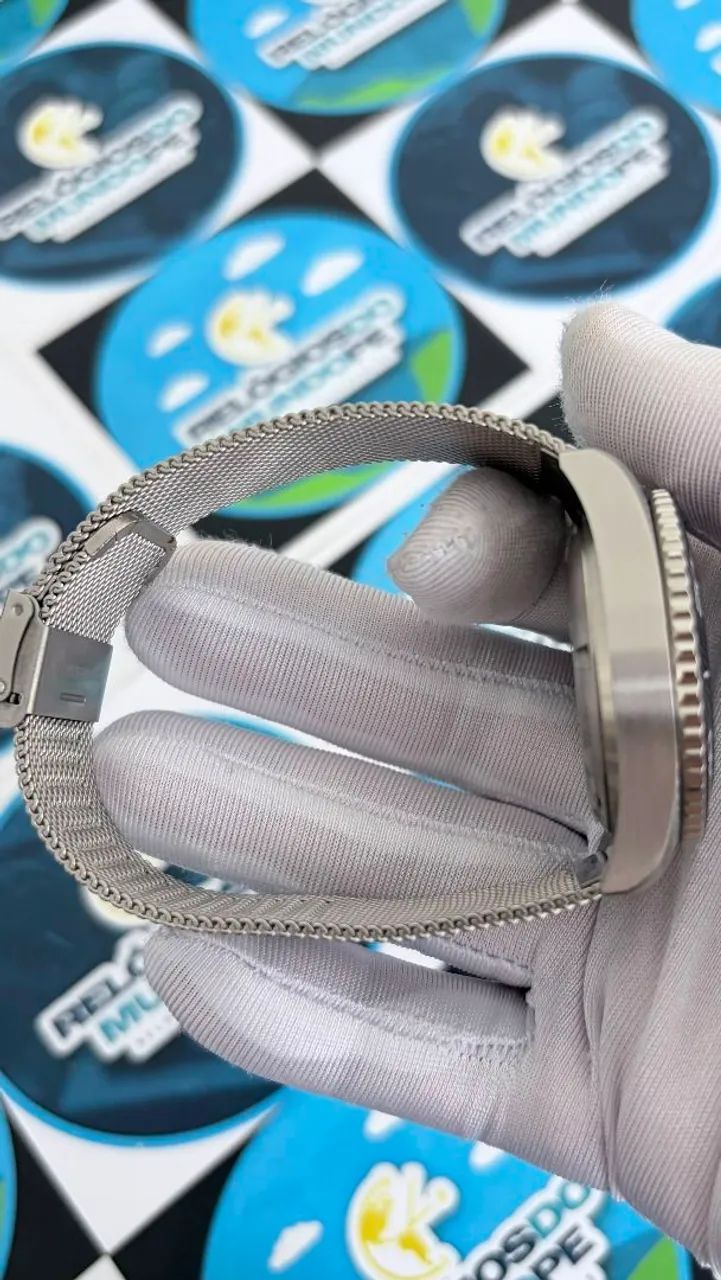 RELOGIO LONGINES AUTOMÁTICO FUNDO PRETO BEZEL AZUL - Foto 4