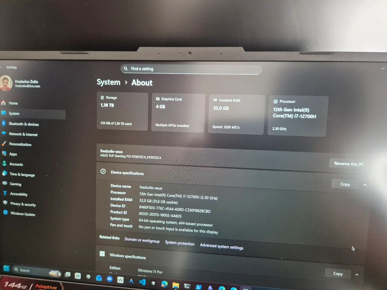Asus TUF F15 32GB RAM 1.5TB SSD i7 GTX 3050 - Foto 5