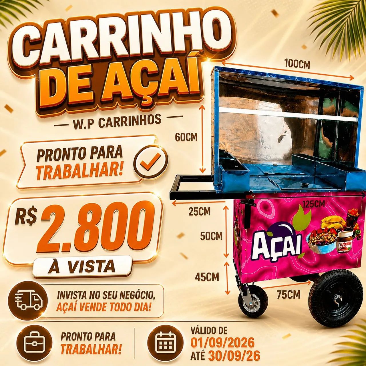 Carrinhos de açaí médio  - Foto 2