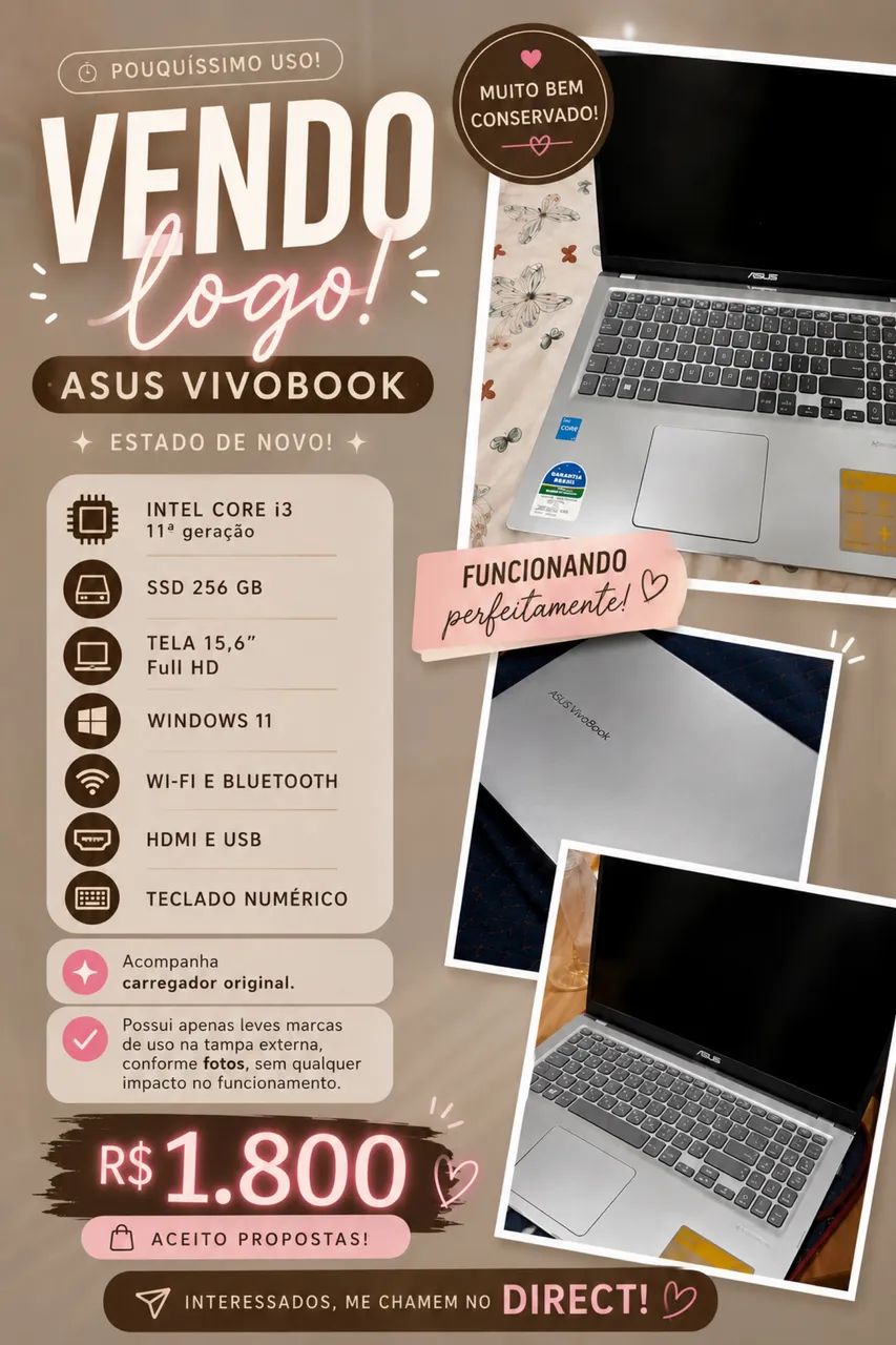 Notebook ASUS VivoBook 15 Intel Core i3 | Pouquíssimo uso | Excelente estado - Foto 5