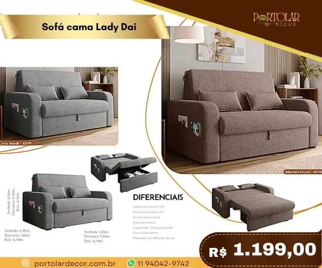 Sofá cama Lady Dai, a pronta entrega 