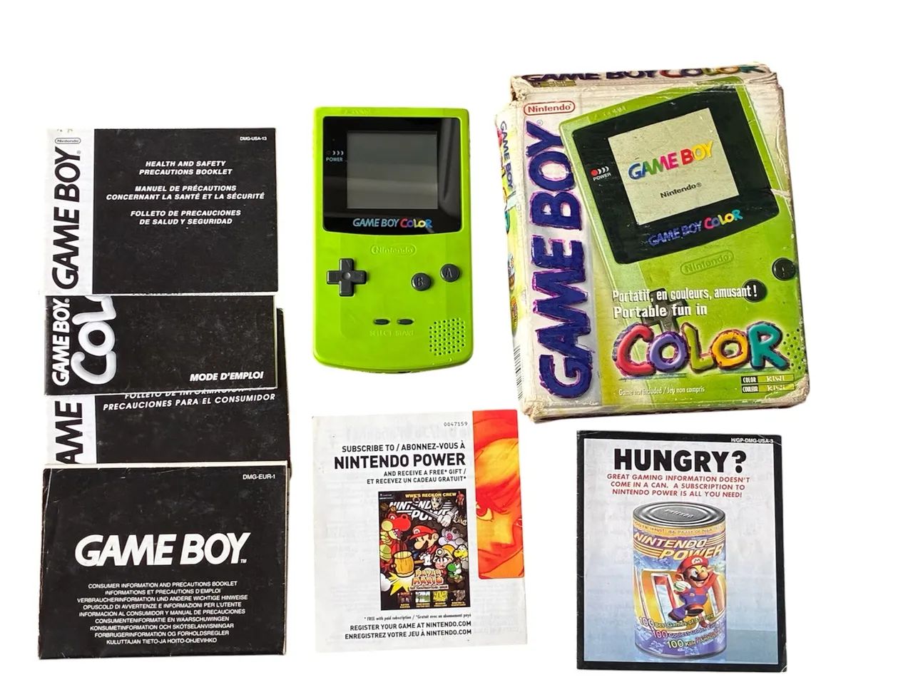 Game Boy Color Kiwi com caixa e manuais
