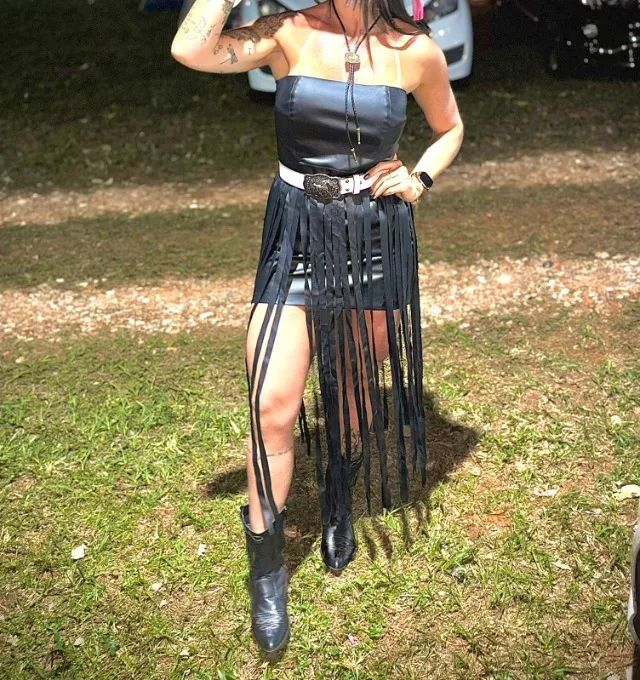 Vestido Rodeio Couro Franjas - Foto 4