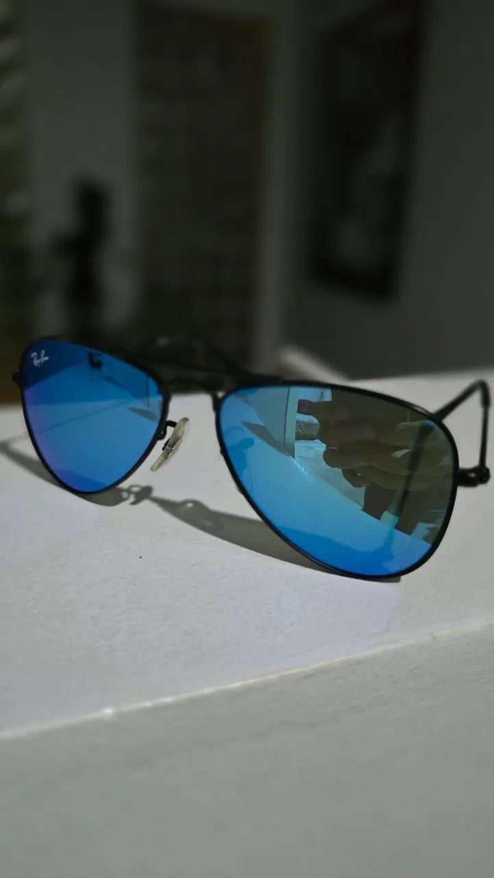 ÓCULOS RAYBAN ESPELHADO AVIADOR AZUL INFANTIL - Foto 2
