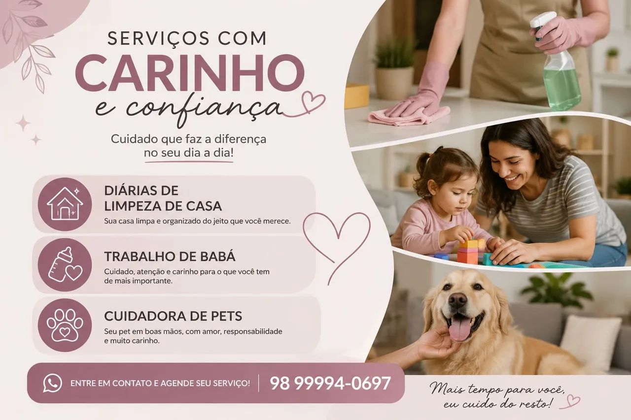 Faço limpeza em casas / apartamentos 