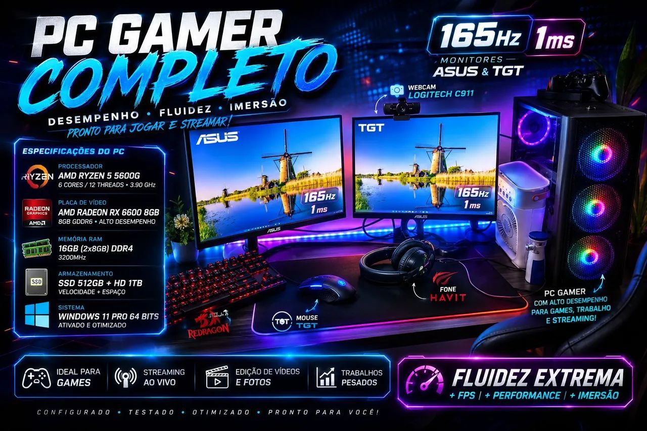 ? VENDO SETUP GAMER COMPLETO - PRONTO PARA USAR! ?