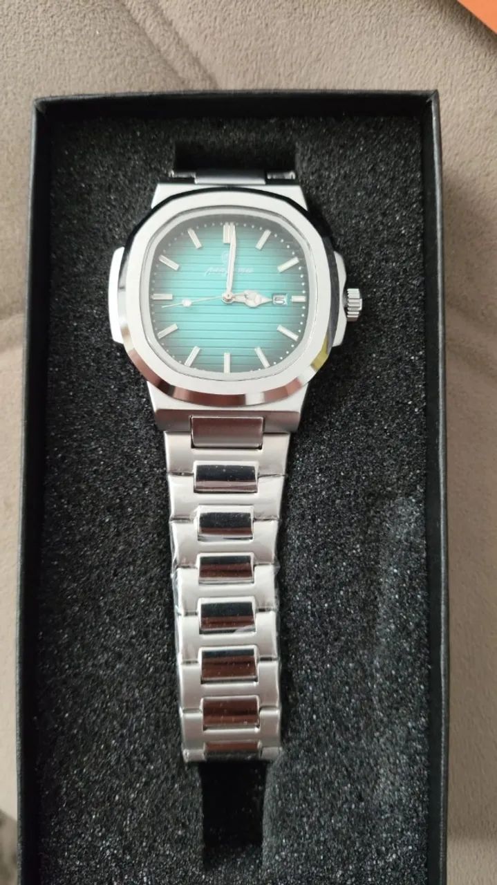 Relógio de Luxo (Fundo Tiffany) - Novo na Caixa - Aço Inox - Foto 3