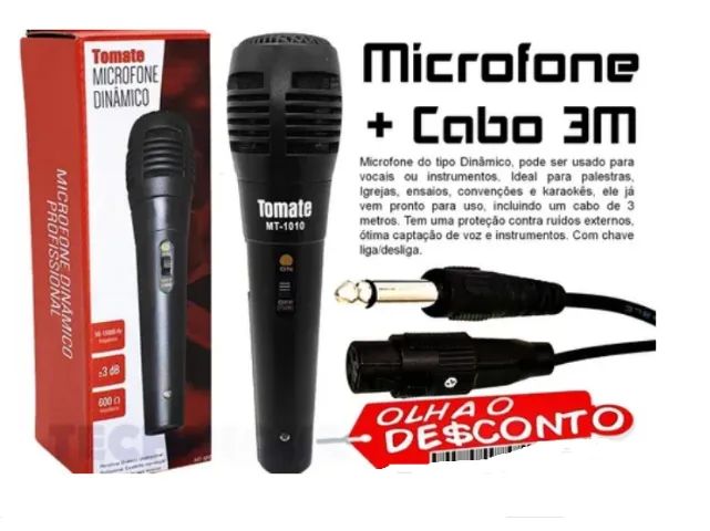 Microfone Dinâmico Com Fio Tomate Mt-1010 para se Karaoke. - Foto 5