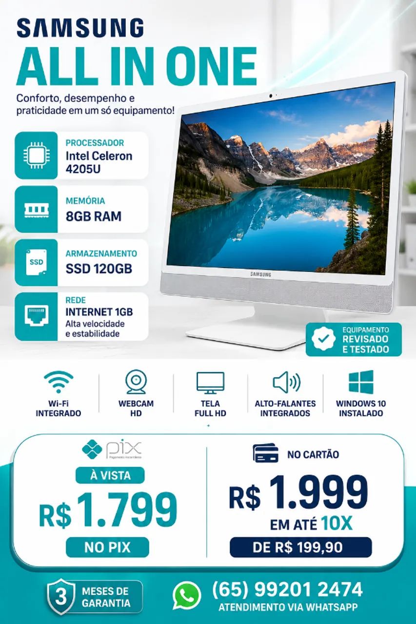 ALL IN ONE SAMSUNG INTEL CELERON 4205U 8GB RAM 120GB SSD