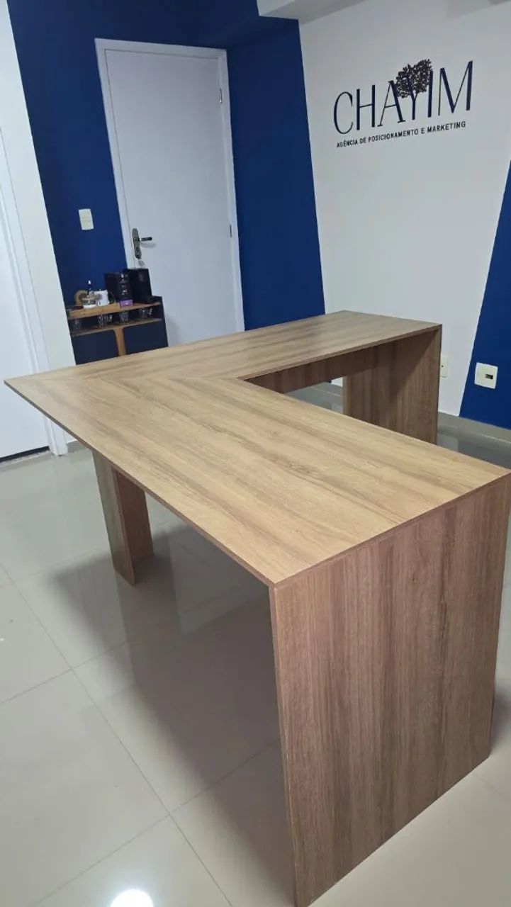 Mesa Computador/Escritório em L - Cor Madeira - Foto 2