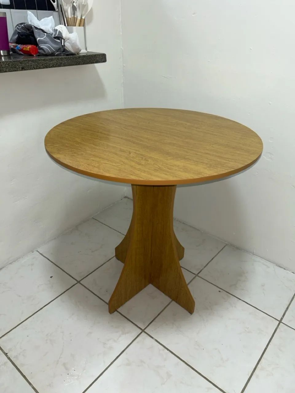 Mesa rústica redonda versátil 80cm natural  - Foto 4