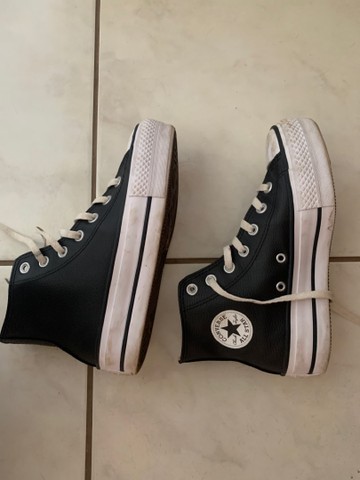 Allstar cano alto couro preto n34  - Foto 2