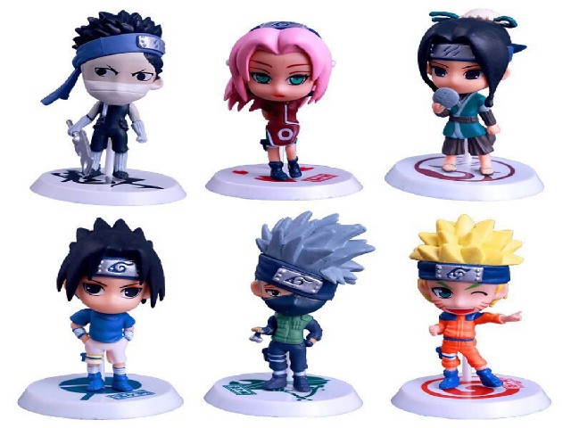 Kit 6 Boneco Naruto Sakura Sasuke Itachi Kakashi Obito